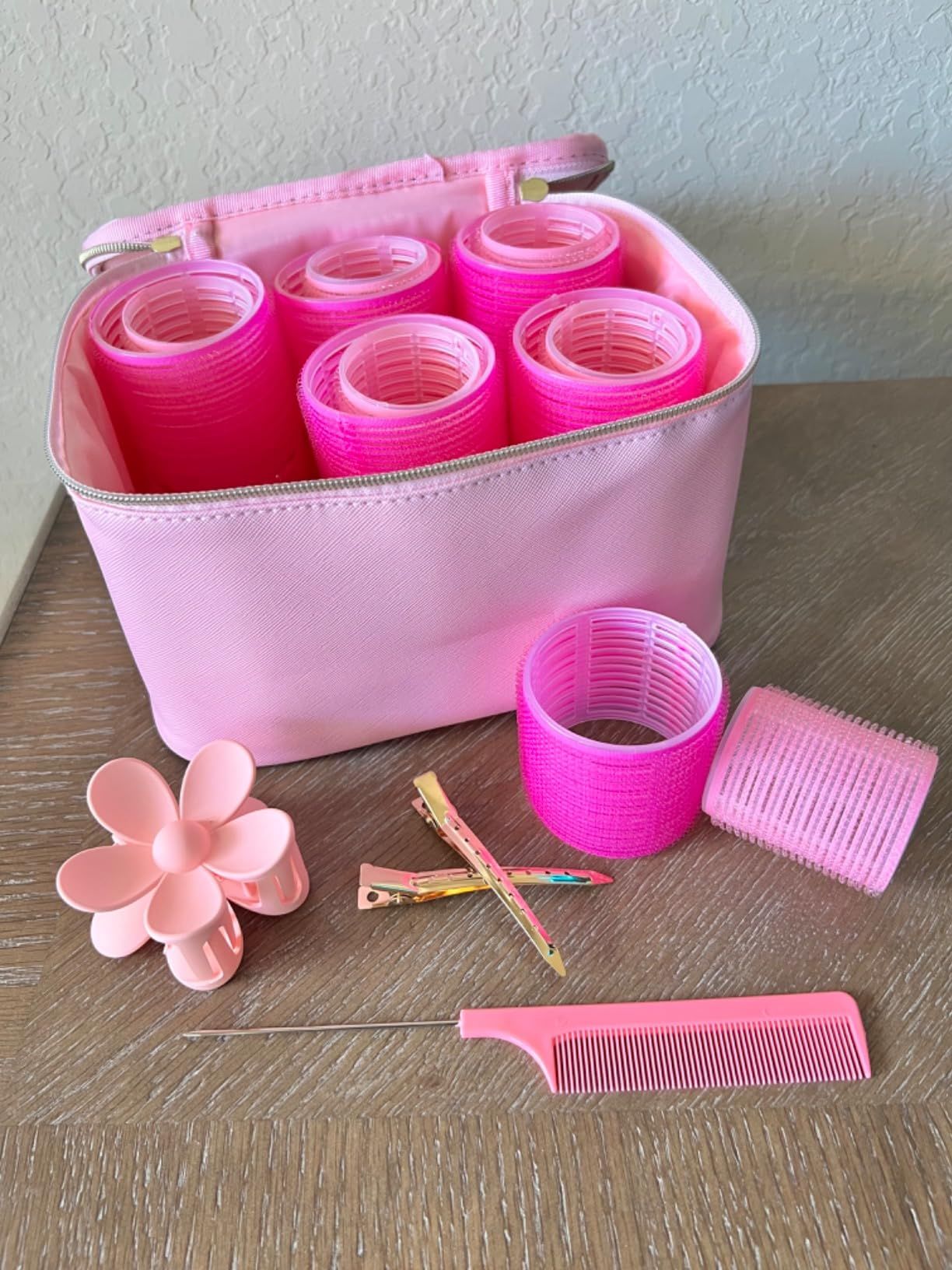 Hair Rollers - Awesome Makeup Carrying Case - Jumbo,Large Rollers Hair Curlers Set for Volume, Lo... | Amazon (US)