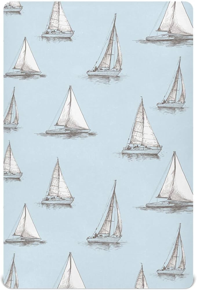 Sailboat Crib Sheet for Boys Girls, Fitted Crib Sheet 28 x 52 in for Standard Crib & Toddler Bed ... | Amazon (US)