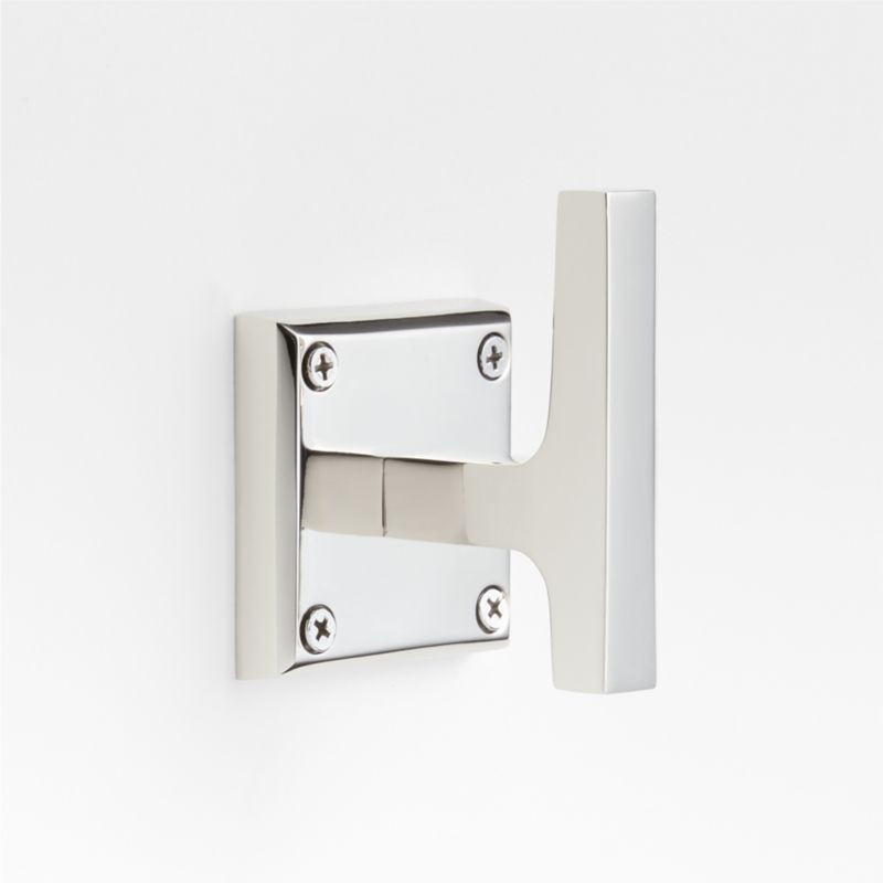 Square Edge Polished Chrome Bathroom Towel Hook + Reviews | Crate & Barrel | Crate & Barrel