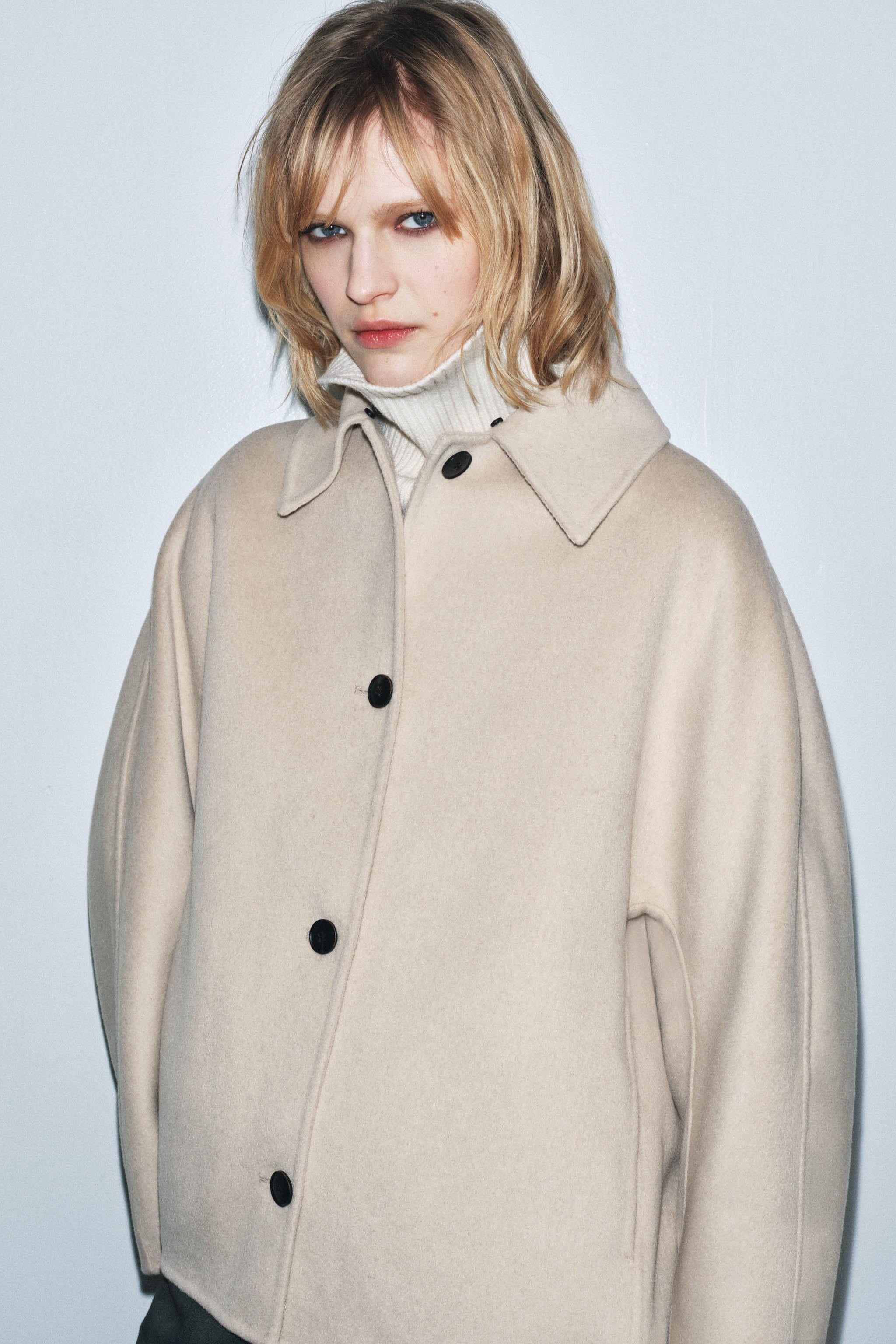 WOOL BLEND FAUX FUR COLLAR JACKET ZW COLLECTION | Zara US