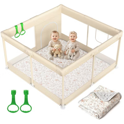 Fodoss Baby Playpen with Cotton-Padded Mat, 47 x 47 Inch Playpen for Babies & Toddlers, Indoor & Outdoor Safety Fence (yellow) | Target