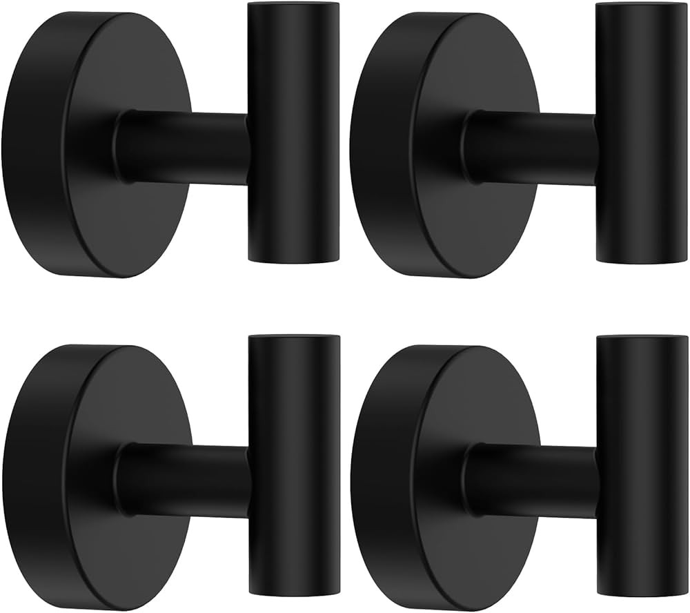Towel Hooks, 4 Pack Towel Hooks for Bathrooms, Heavy-Duty Towel Hook for Bathroom Wall Mounted, S... | Amazon (US)