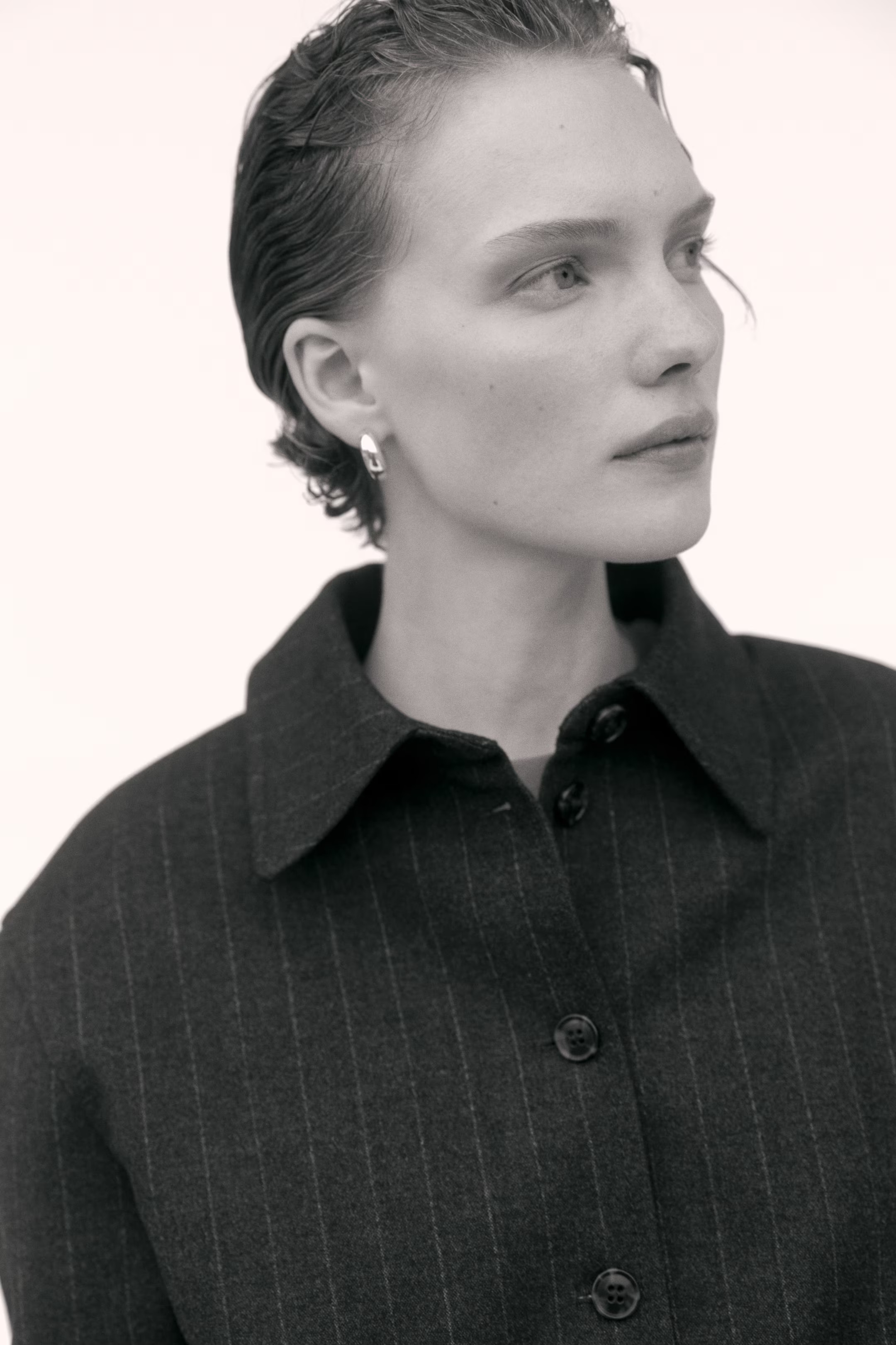 Waisted shirt - Dark grey/Pinstriped - Ladies | H&M GB | H&M (UK, MY, IN, SG, PH, TW, HK)