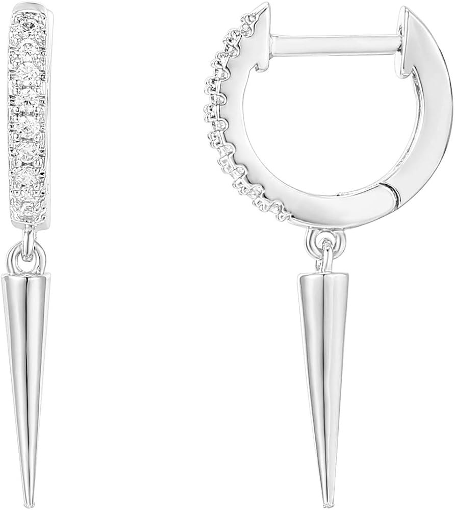 PAVOI 14K Gold Plated Dainty Motif Drop Dangle Huggie Earrings for Women | Amazon (US)