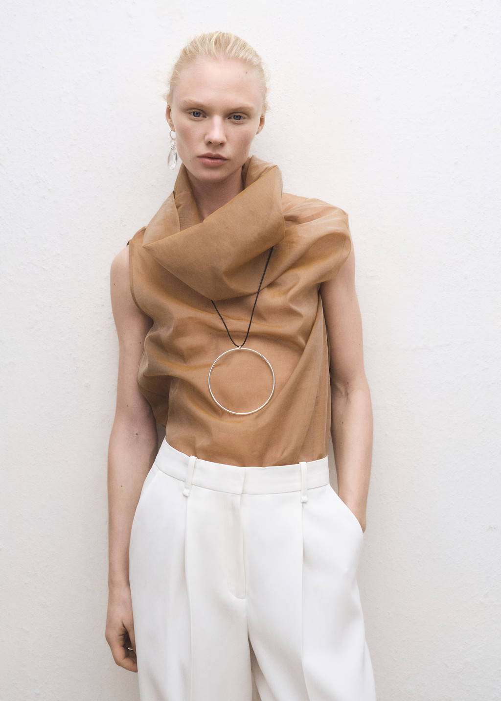 Silk blouse with asymmetrical neckline - Women | MANGO USA | Mango (US/MX/AU)