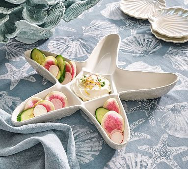 Pearlescent Starfish Stoneware Multi-Condiment Server | Pottery Barn (US)