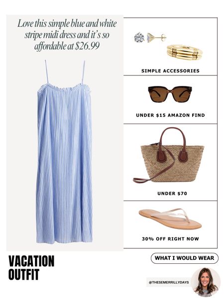 Casual vacation outfit idea - summer dress - straw bag 

#LTKfindsunder50 #LTKitbag #LTKsalealert