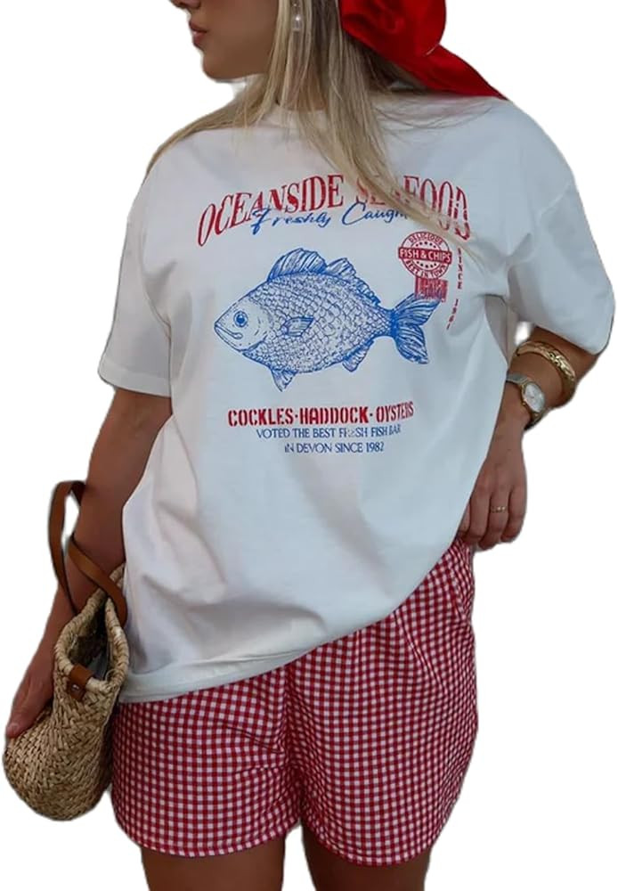 Womens Y2k Fruit Graphic Print Oversized T Shirts Summer Vintage Aesthetic Baggy Tees Tops Teen G... | Amazon (US)