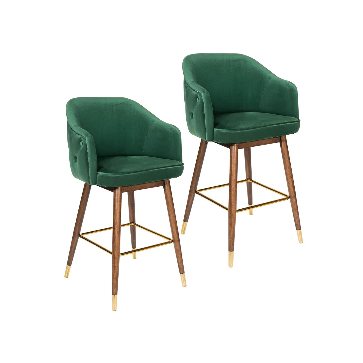 Grieteke 28'' Velvet Upholstered Bar Stool with Rubberwood Legs (Set of 2) | Wayfair North America