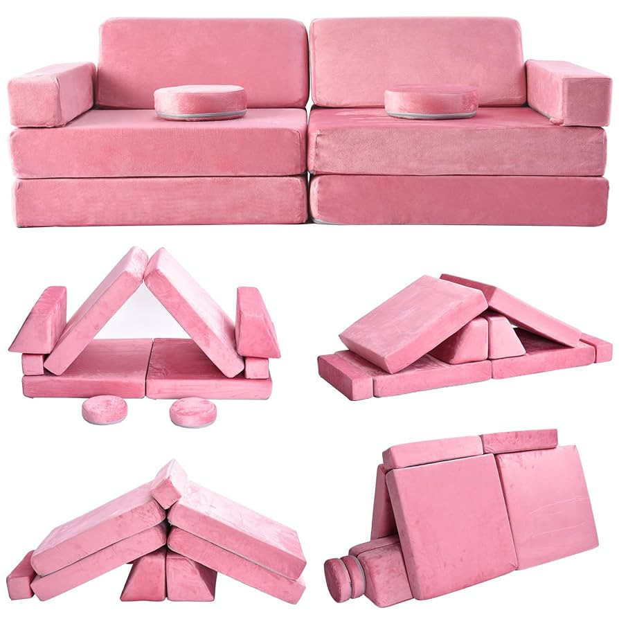 Kids Play Couch,10 Pcs Toddler Couch Sofa,Foam Modularized Kids Couch,Convertible Kids Toddlers P... | Amazon (US)