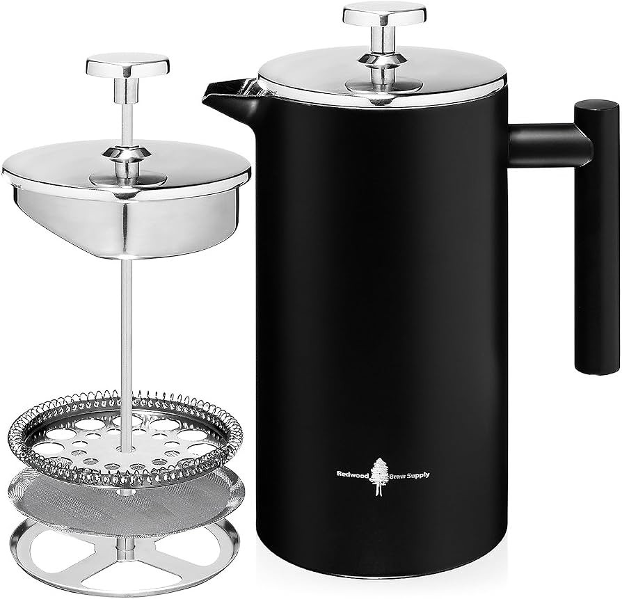 Redwood - Large French Press, 8 Cup Coffee Maker, Double Wall Construction, 3-Layer Stainless Ste... | Amazon (US)