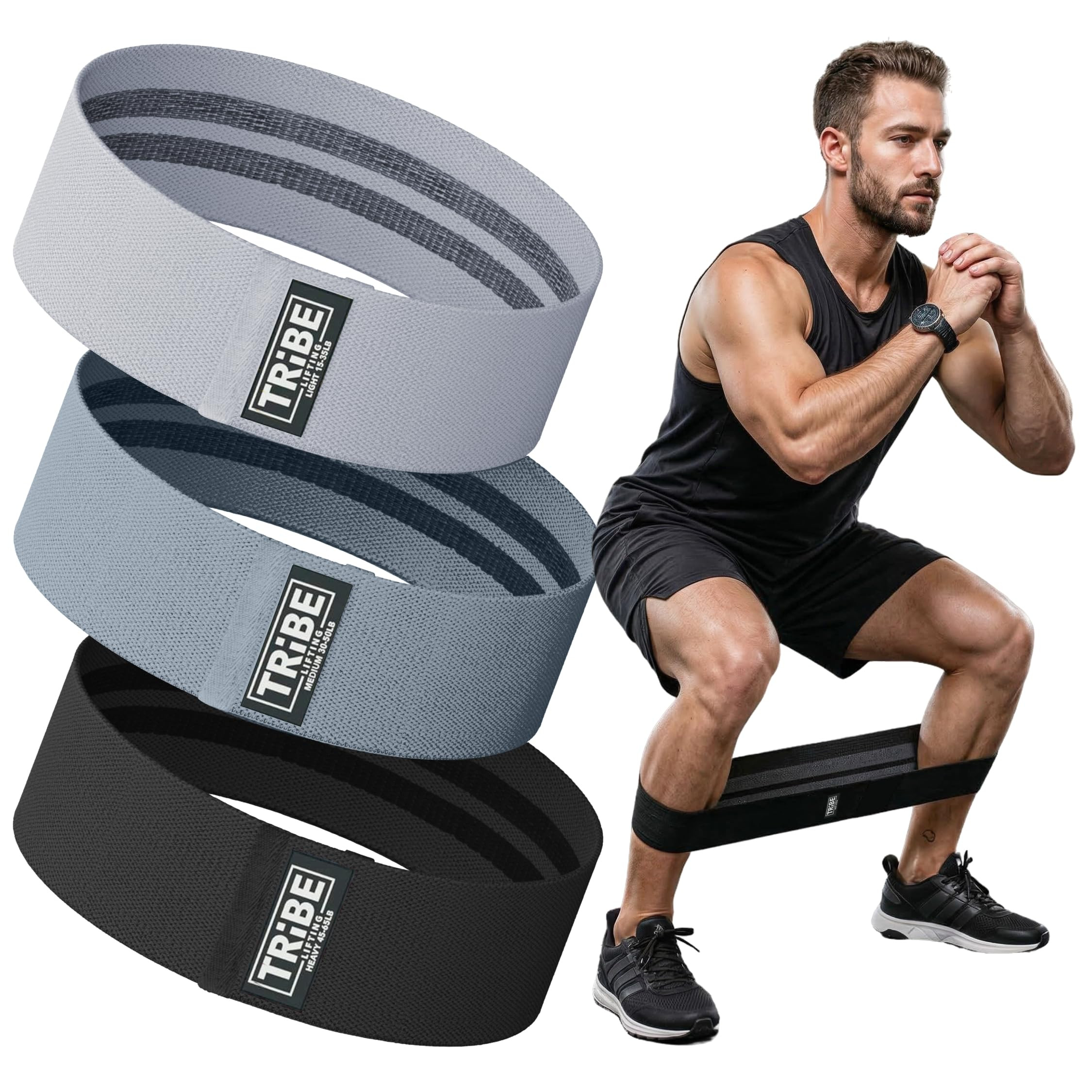 Tribe Lifting Resistance Bands for Working Out - 3 Pack Fabric Workout Bands for Women and Men - ... | Amazon (US)