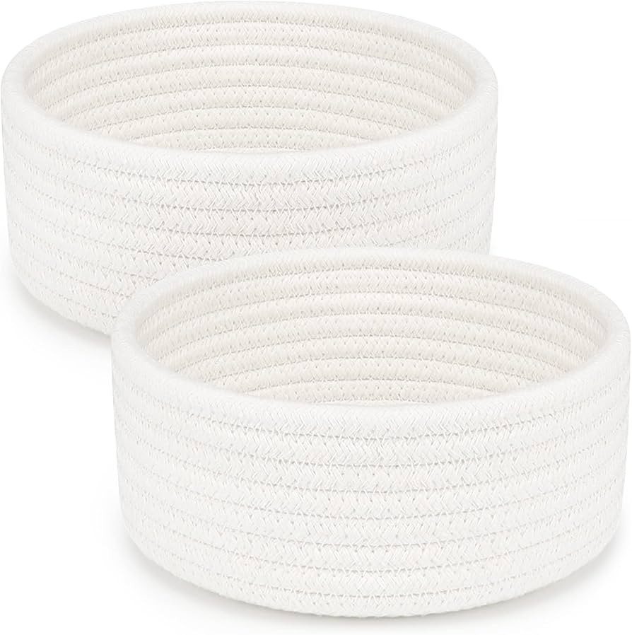 ABenkle 2 Pack Small Baskets, Cotton Rope Woven Basket, Cute Mini Tiny Storage Baskets, Decorativ... | Amazon (US)