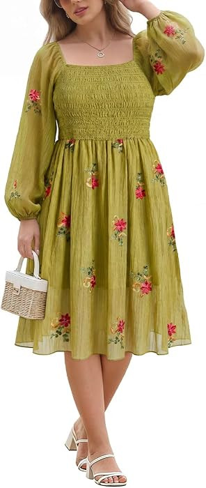 RITERA Plus Size Summer Dresses Short Sleeve V Neck Flowy Midi Dress Chiffon Boho Floral Beach Pa... | Amazon (US)