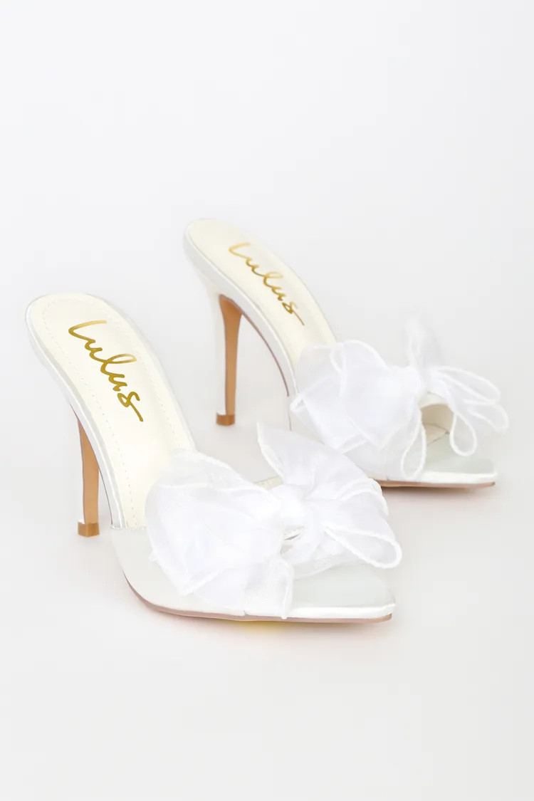 Rosia White Satin Bow High Heel Sandals | Lulus (US)