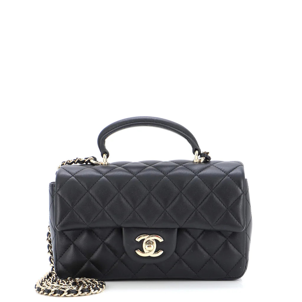 Classic Single Flap Top Handle Bag Quilted Lambskin Mini | Rebag