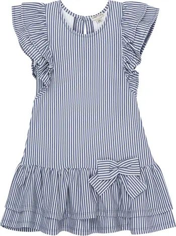 Kids' Flutter Sleeve Stripe A-Line Dress | Nordstrom