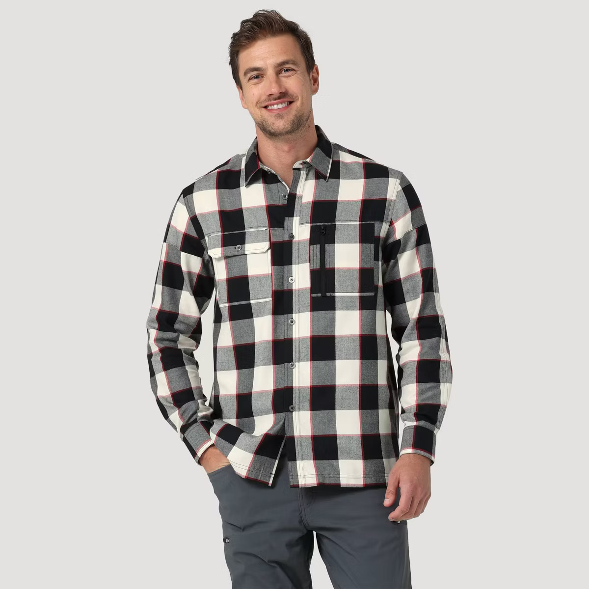 Wrangler Men's Regular Fit ATG Plaid Long Sleeve Button-Down Shirt | Target