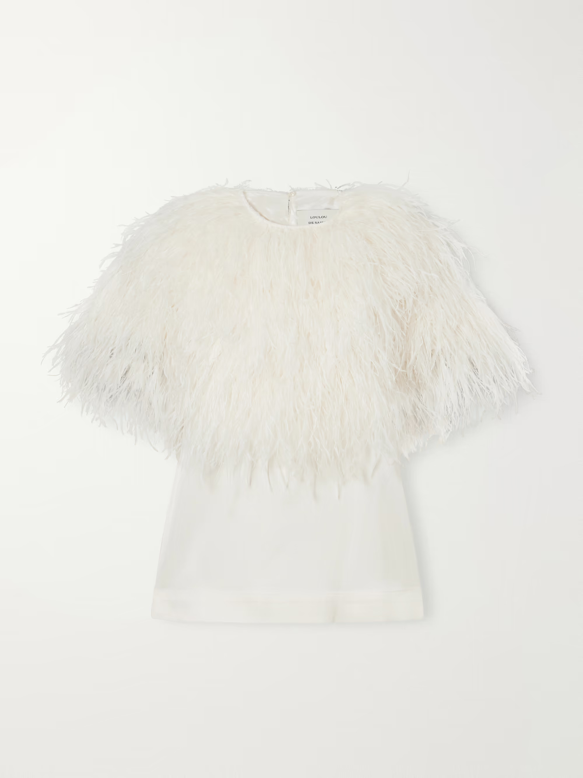 LOULOU DE SAISON Iona feather-trimmed crepe blouse | NET-A-PORTER (UK & EU)