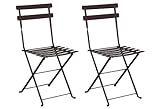 Mobel Designhaus French Café Bistro Folding Side Chair, Jet Black Frame, Steel Metal Slats (Pack of  | Amazon (US)