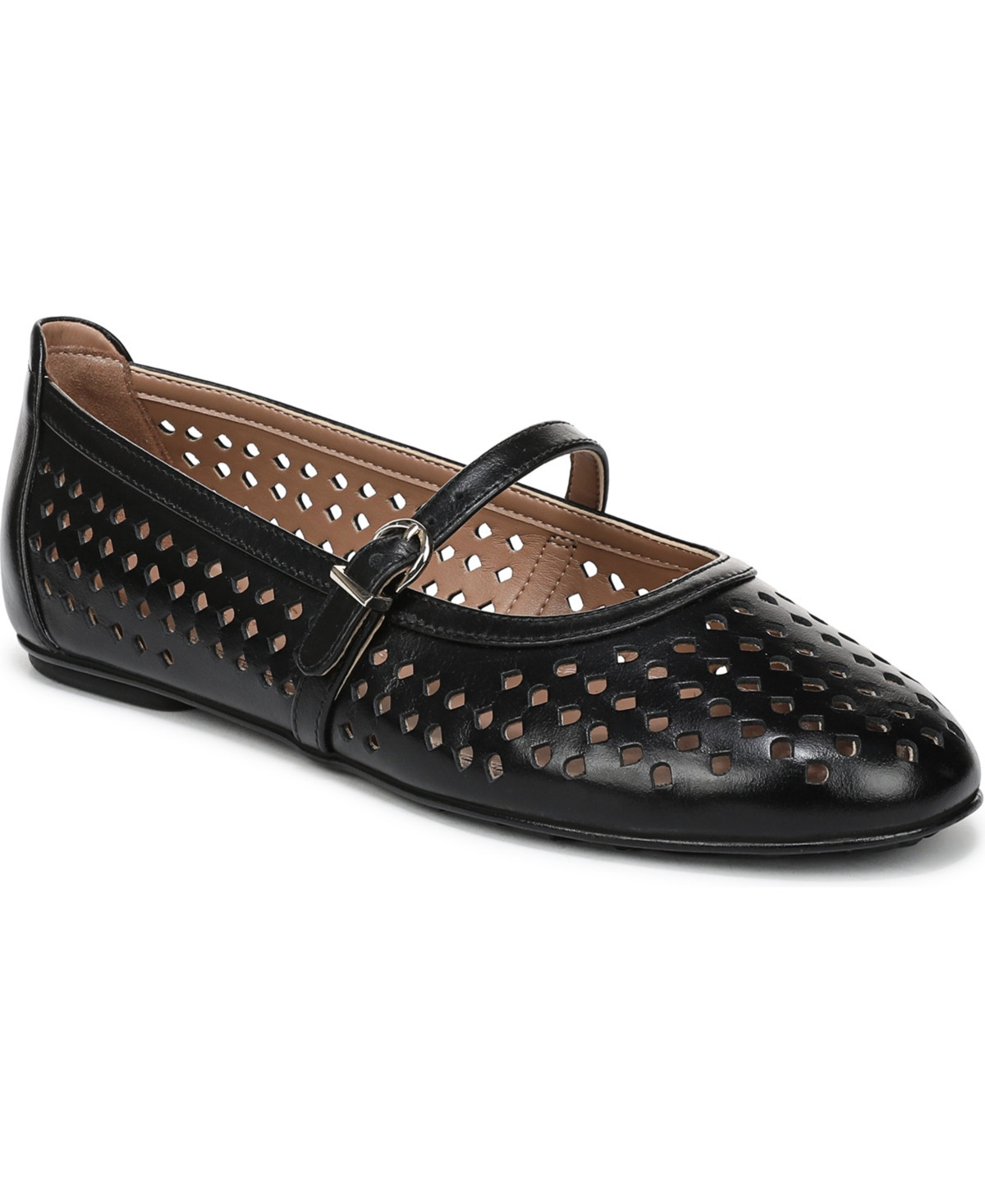 Naturalizer Women's Aria-Perf Mary Jane Flats - Black Leather | Macy's
