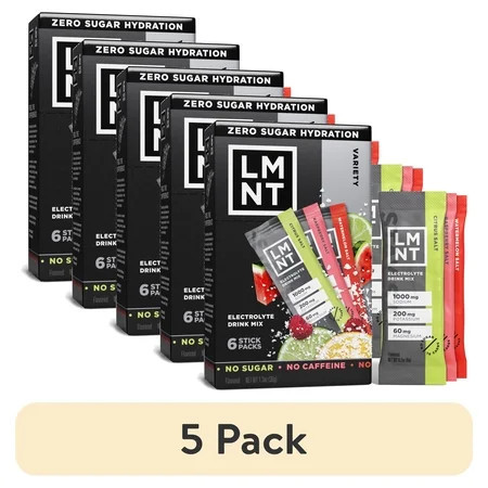 (5 pack) LMNT Zero Sugar Electrolyte Drink Mix - Variety Pack - 6ct | Walmart (US)