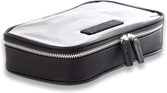JET SET Vegan Leather Pouch Travel Toiletry Bag Clear Makeup Organizer Airplane Essentials Bags W... | Amazon (US)