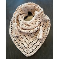 Boho Triangle Crochet Scarf - Lightweight Tassel For Women Trendy Crocheted Neckwear | Etsy (US)