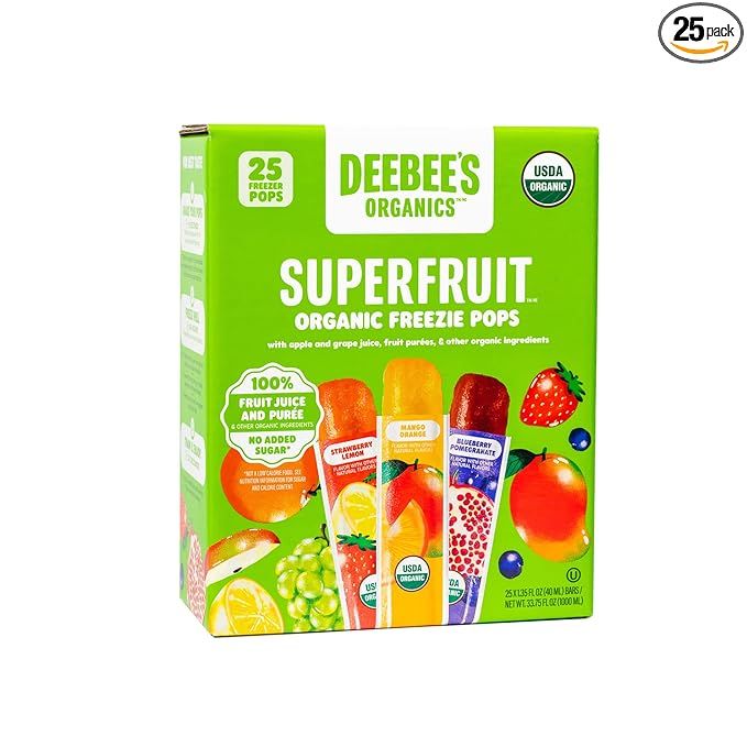 DeeBee's Organics Classic SuperFruit Freezie Pops, No Added Sugars, No Artificial Flavors or Colo... | Amazon (US)