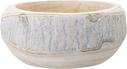 Bloomingville Decorative Hand-Carved Paulownia Wood Bowl, Whitewashed, 10.5 in Diameter, 4.25 in ... | Amazon (US)