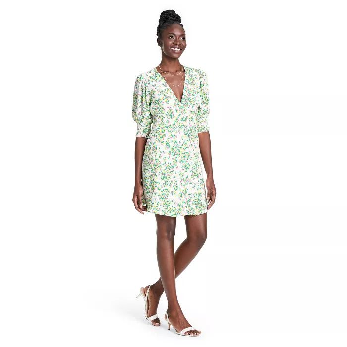 Floral Puff Sleeve Swing Dress - RIXO for Target Cream/Green | Target