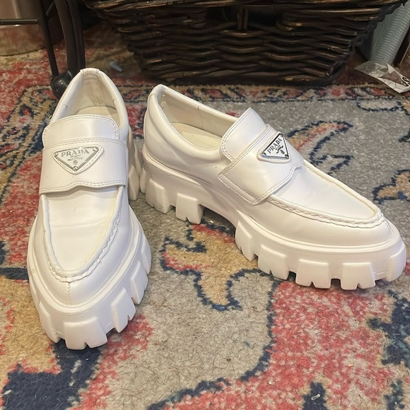 Brand new, Prada Monolith brushed leather loafers | Poshmark