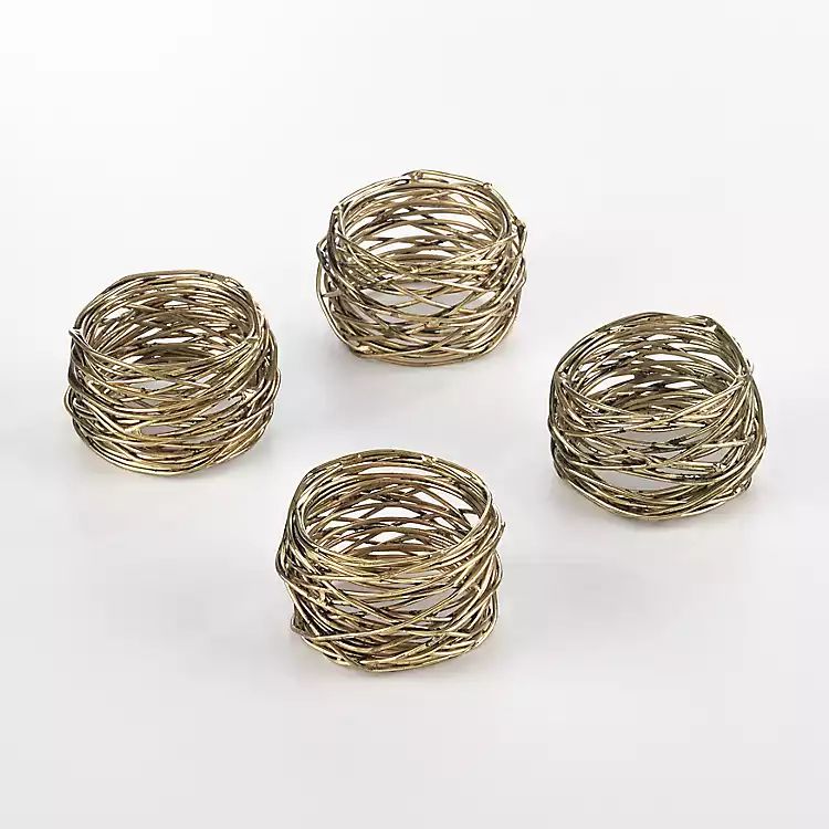 Gold Metal Twine Napkin Rings, Set of 4 | Kirkland's Home