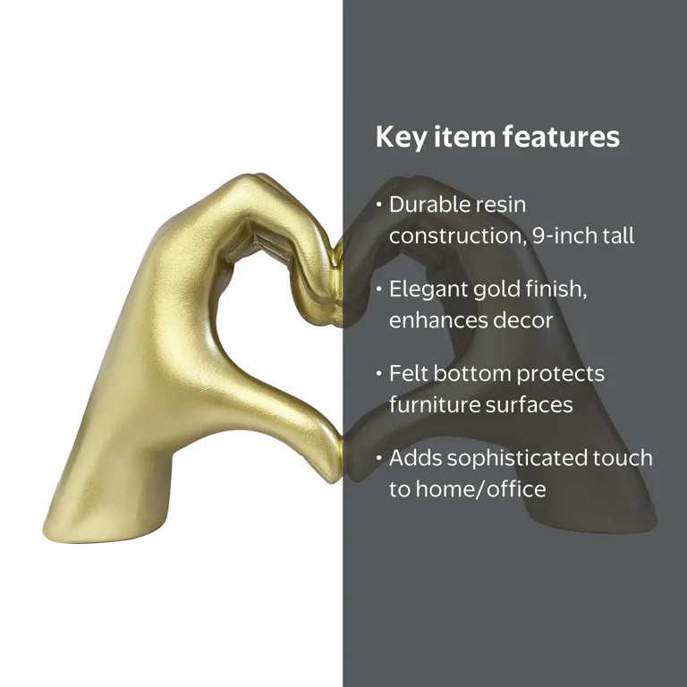 Mainstays Heart Hands 9\u201d Home Decor Gold Resin Figurine | Walmart (US)