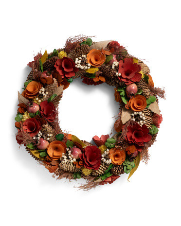 17in Fall Woodcurl Wreath | TJ Maxx