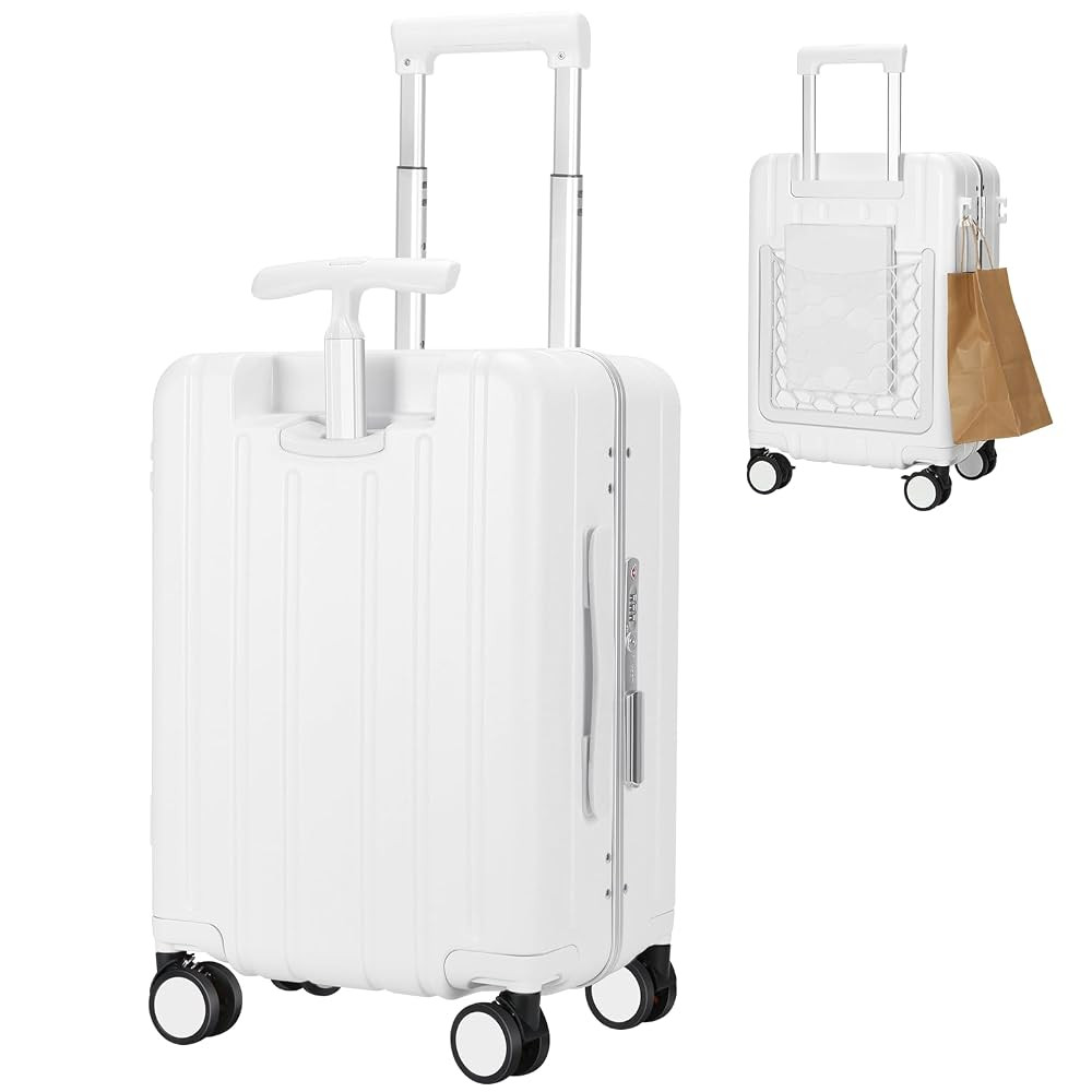 MRPLUM Carry On Luggage Double Handle Suitcase with Net Pocket,Hard Shell Spinner Wheels Luggage ... | Amazon (US)
