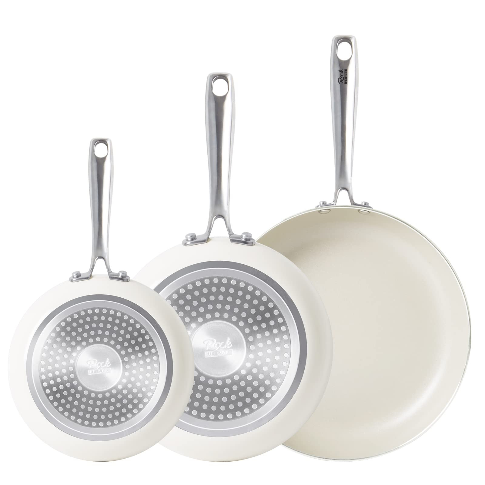 ROCKURWOK Ceramic Nonstick Frying Pan, 8in Egg Pan, 10in Frying Pan, 12in Skillet, Pans for Cooki... | Amazon (US)