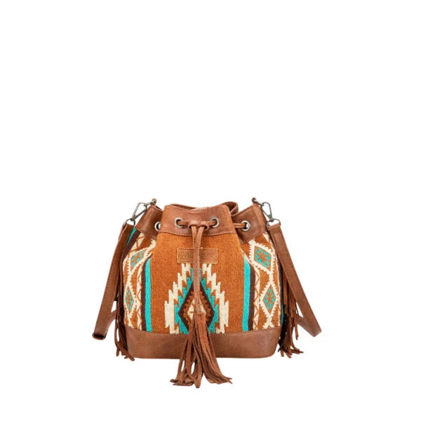 Montana West Wrangler Aztec Knitted Bucket Crossbody Brown | Scheels