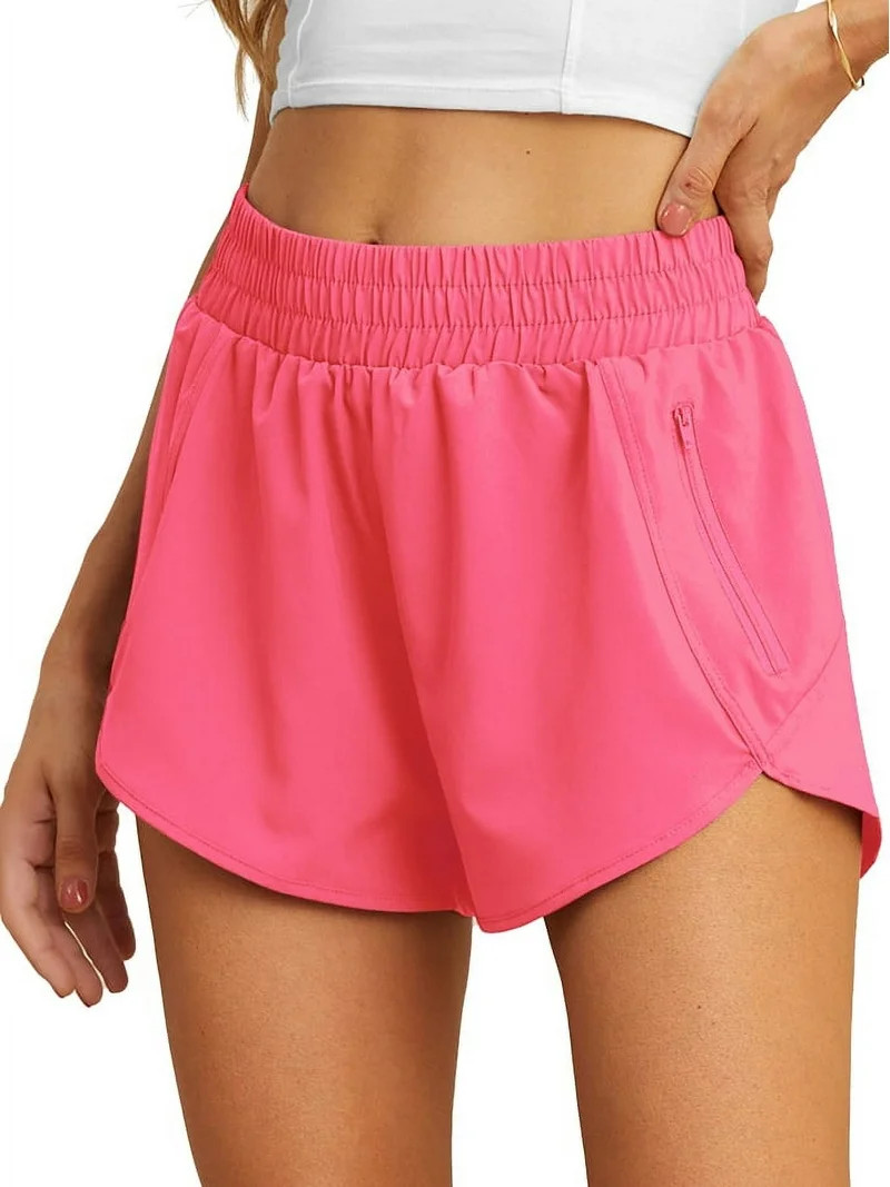Cueply Women's Running Shorts High Waisted Athletic Gym Workout Shorts with Liner Zipper Pockets | Walmart (US)