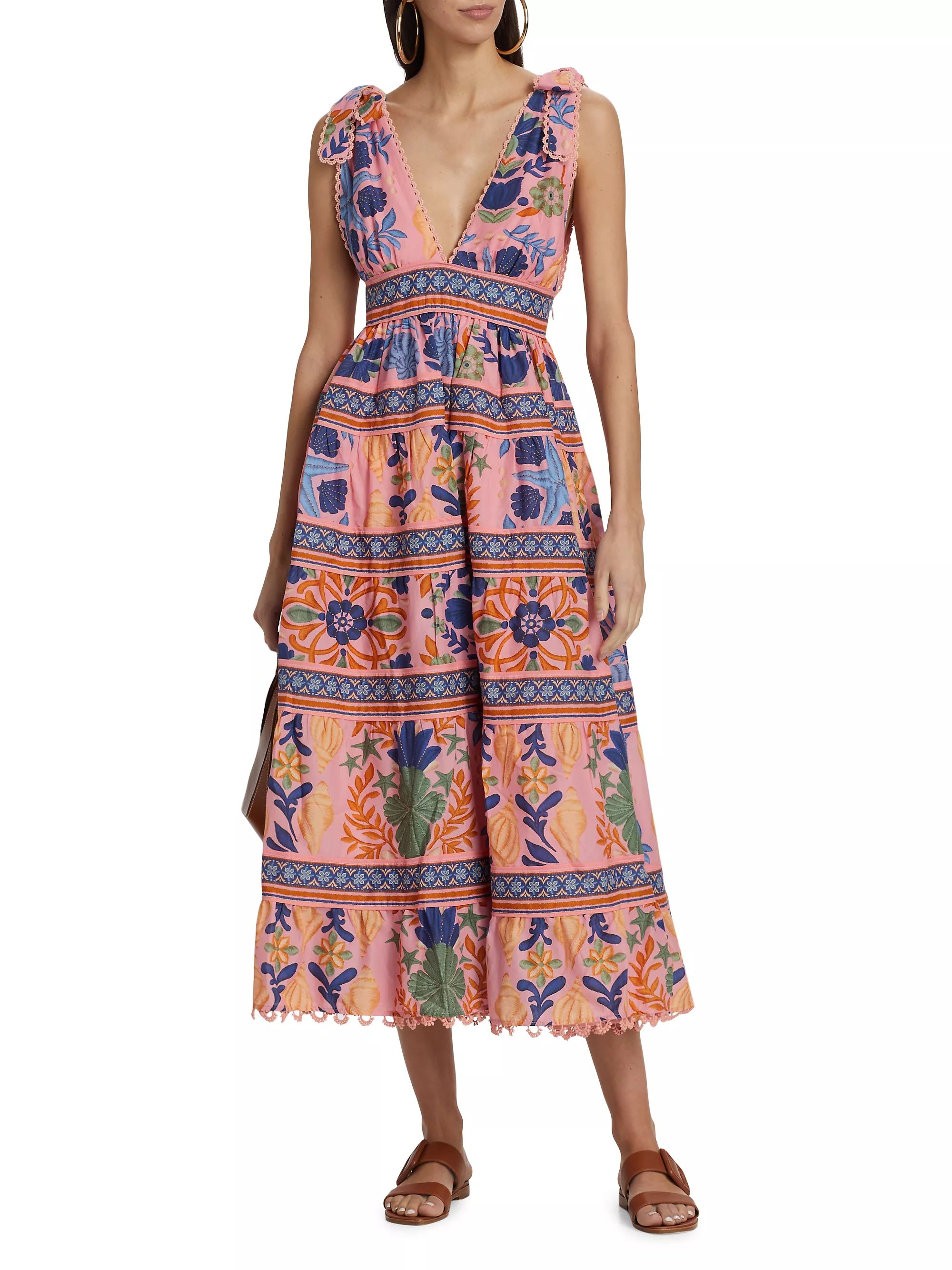 Seashell Tapestry Tiered Midi-Dress | Saks Fifth Avenue