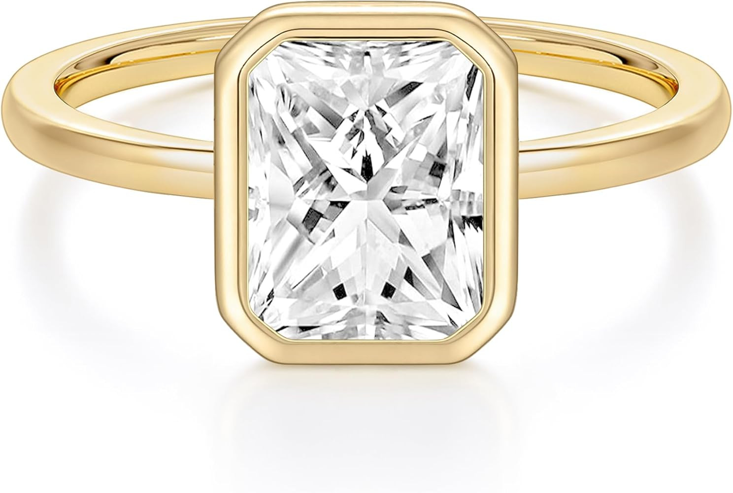 EAMTI 3CT Engagement Rings for Women Radiant Cut CZ Solitaire Promise Wedding Bands Travel Bezel ... | Amazon (US)