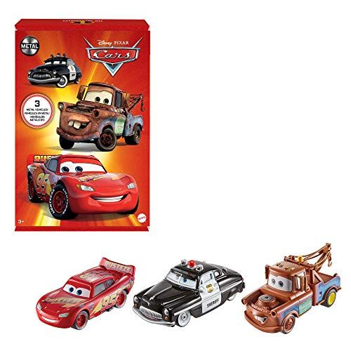 Mattel Disney Pixar Cars Toys, Radiator Springs 3-Pack with Lightning McQueen, Mater and Sheriff ... | Amazon (US)