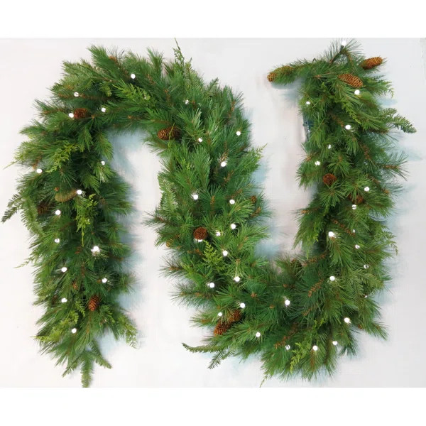 6' Mixed Cedar Garland with 35 Warm Lights | Wayfair North America