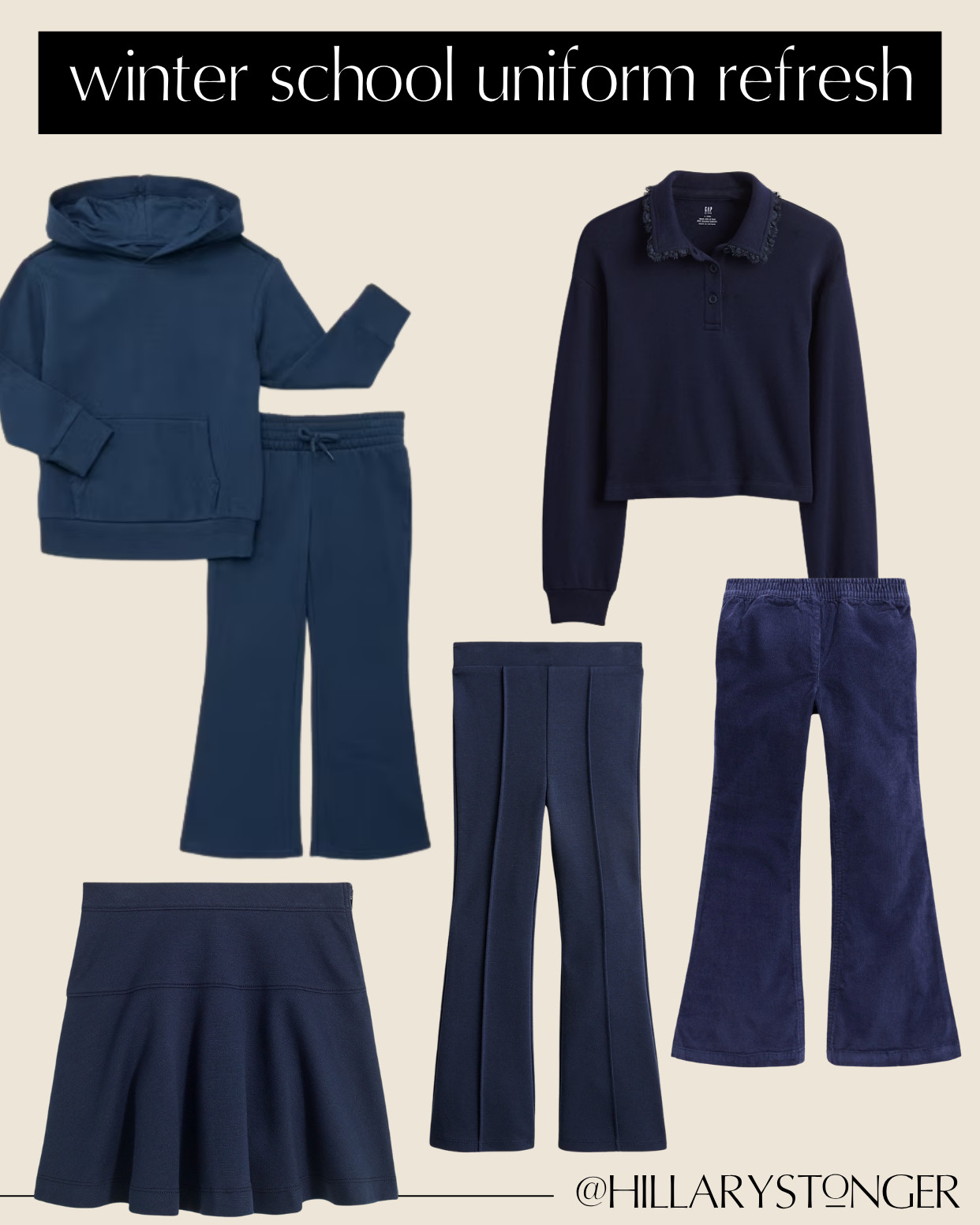 cooler temps mean a uniform refresh! our school is luckily super flexible when it comes to uniforms, but navy bottoms are a must!

-skirts: i buy skirts that do not have built-in shorts so that the girls can easily layer leggings underneath and not have to deal with the added bulk

-sets: i always buy them at least one sweats set in navy for a super comfy, easy, cold-morning option

-flared leggings: so easy, so cute. especially love the corduroy! the ponte are great for slimmer kiddos and run small. size up!

-collared sweaters: i look for these in navy and white so they don't have to deal with a polo + sweater on top all day. less bulky and keeps them warm in the classroom. 

 #LTKKids #LTKFamily