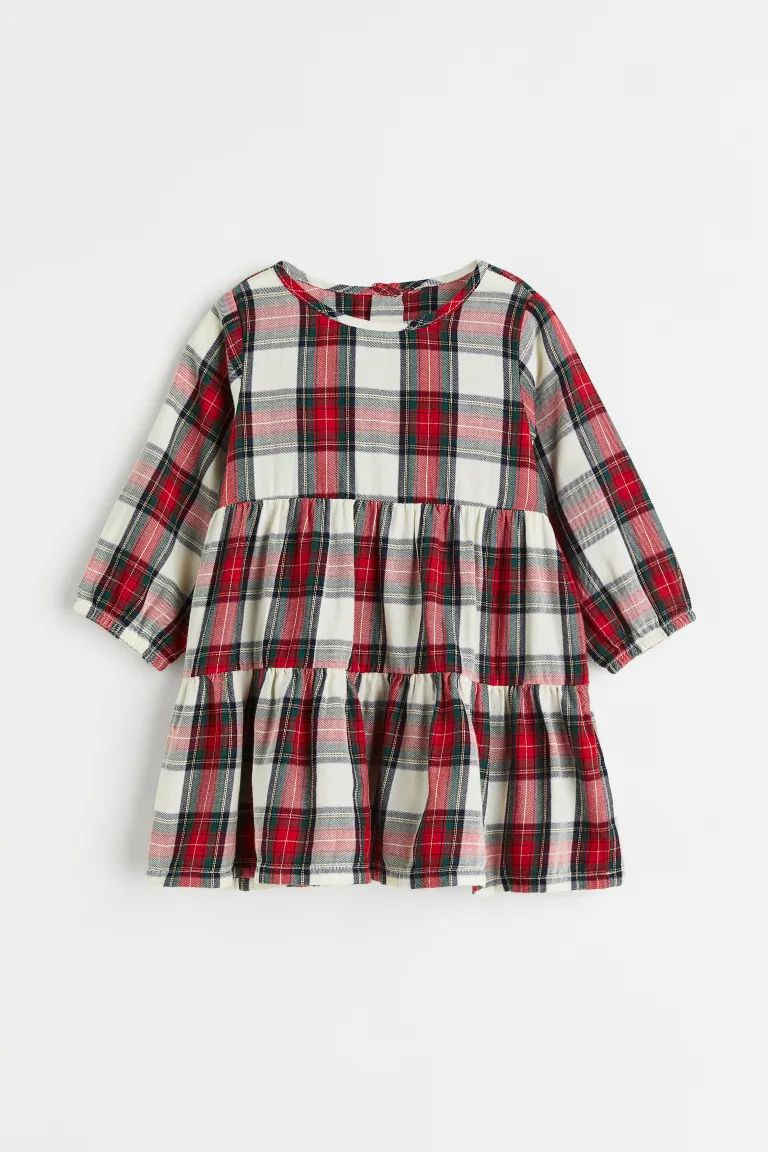 Button-front Dress - Red/green plaid - Kids | H&M US | H&M (US + CA)