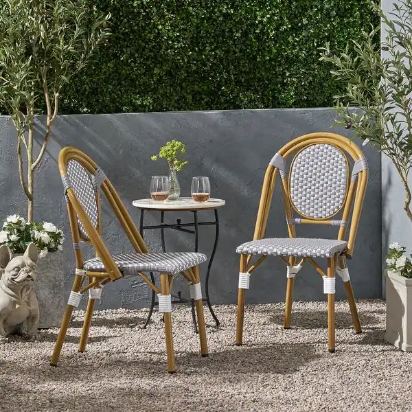 Remi Outdoor French Bistro Chairs (Set of 2) by Christopher Knight Home | Bed Bath & Beyond