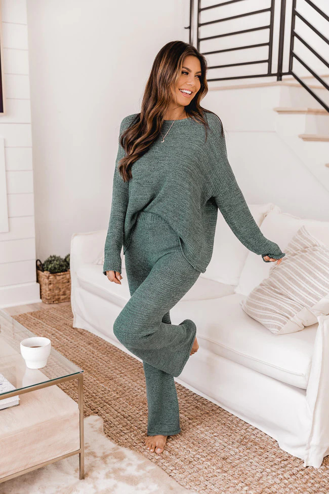 Wonder Often Green Knit Lounge Pants | The Pink Lily Boutique