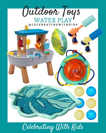 Water toys for kids include a water table, leaf splash pad, sprinkler, water balls, water football, water guns.

Kids toys, water toys, summer toys, spring toys, water play, kids toys 

#LTKkids #LTKfamily #LTKunder50