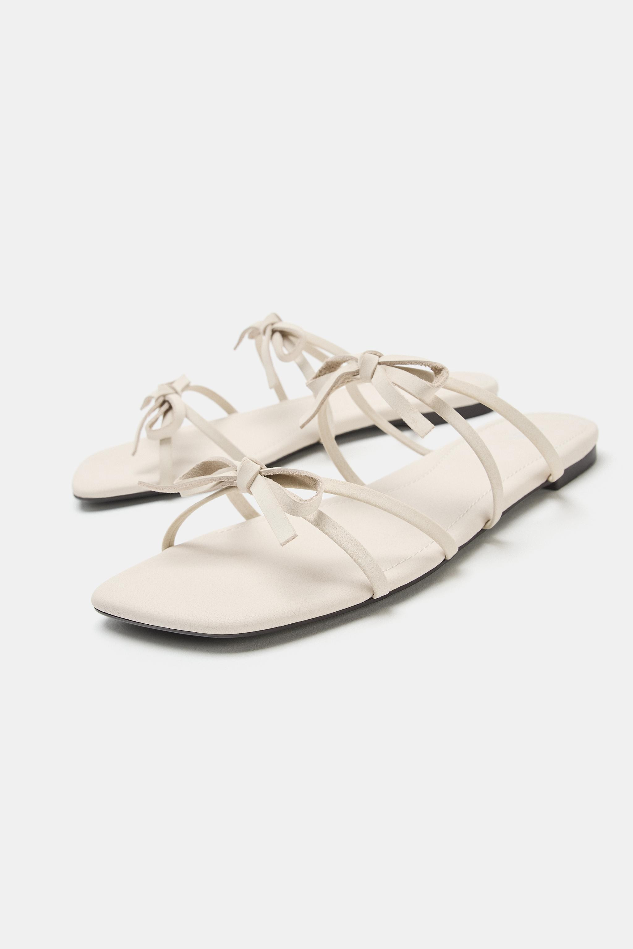 LEATHER BOW SANDALS | Zara UK