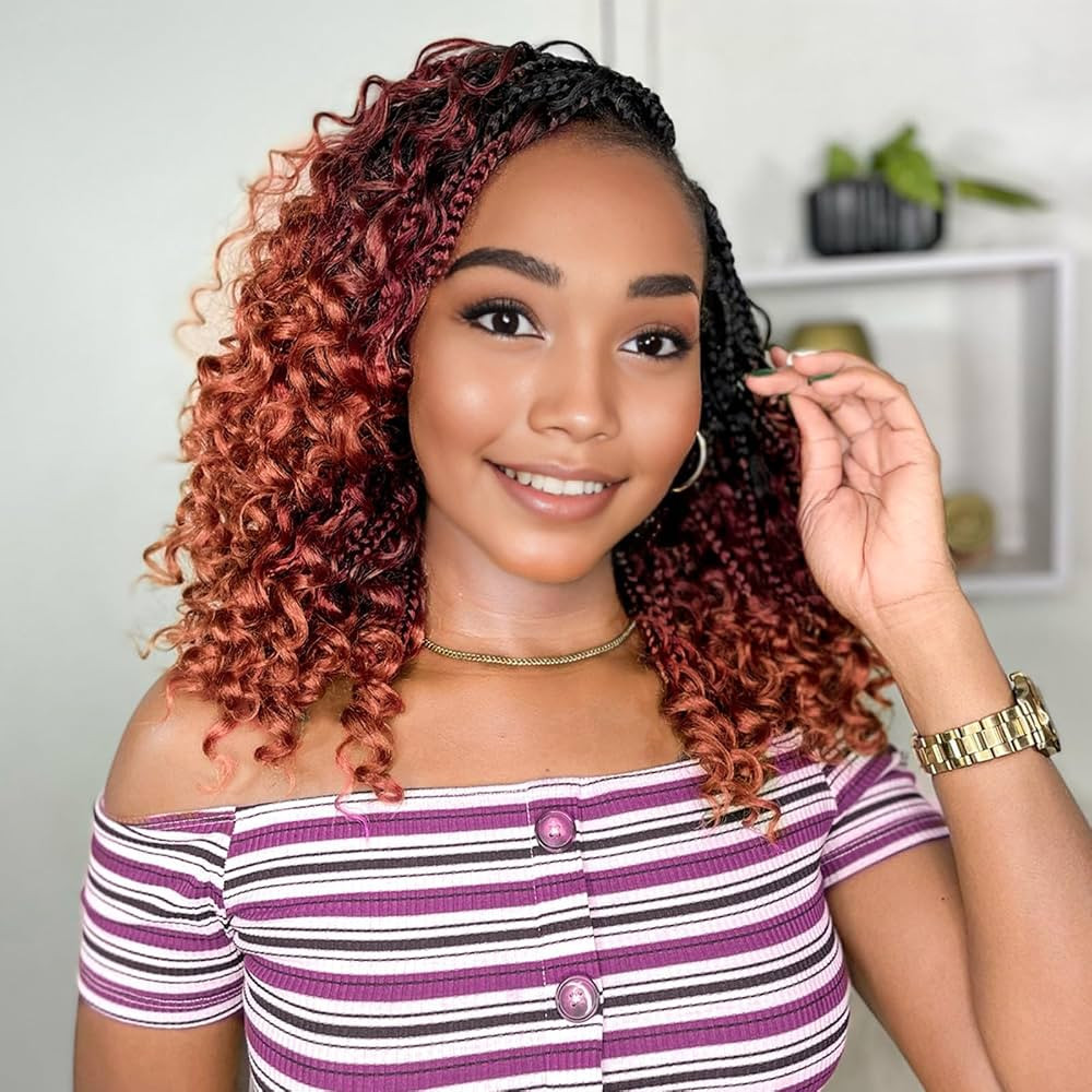 Yewell 14 Inch Goddess Box Braids Crochet Hair Curly Ends 9 Packs Pre Looped Boho Crochet Box Bra... | Amazon (US)